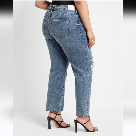 Express Vintage 90s Style Ankle Boot Mid Rise Ripped Knee Jeans 12S NWT - Picture 4 of 16